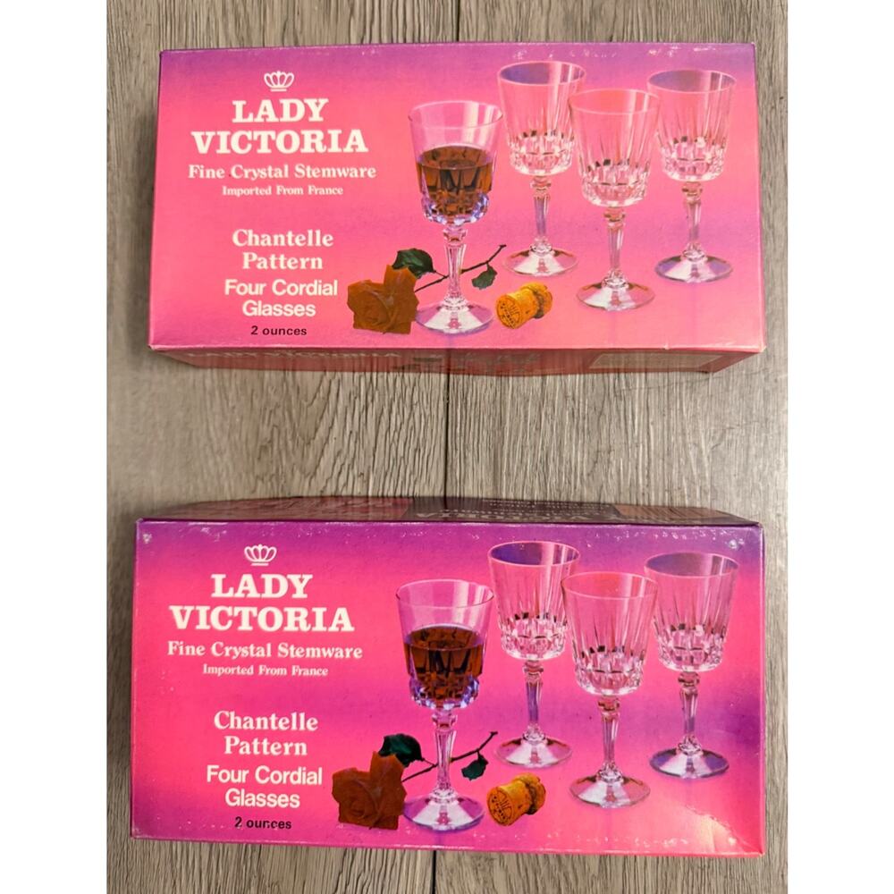 Vintage Set of (8) Lady Victoria "Chantelle" pattern cordial glasses